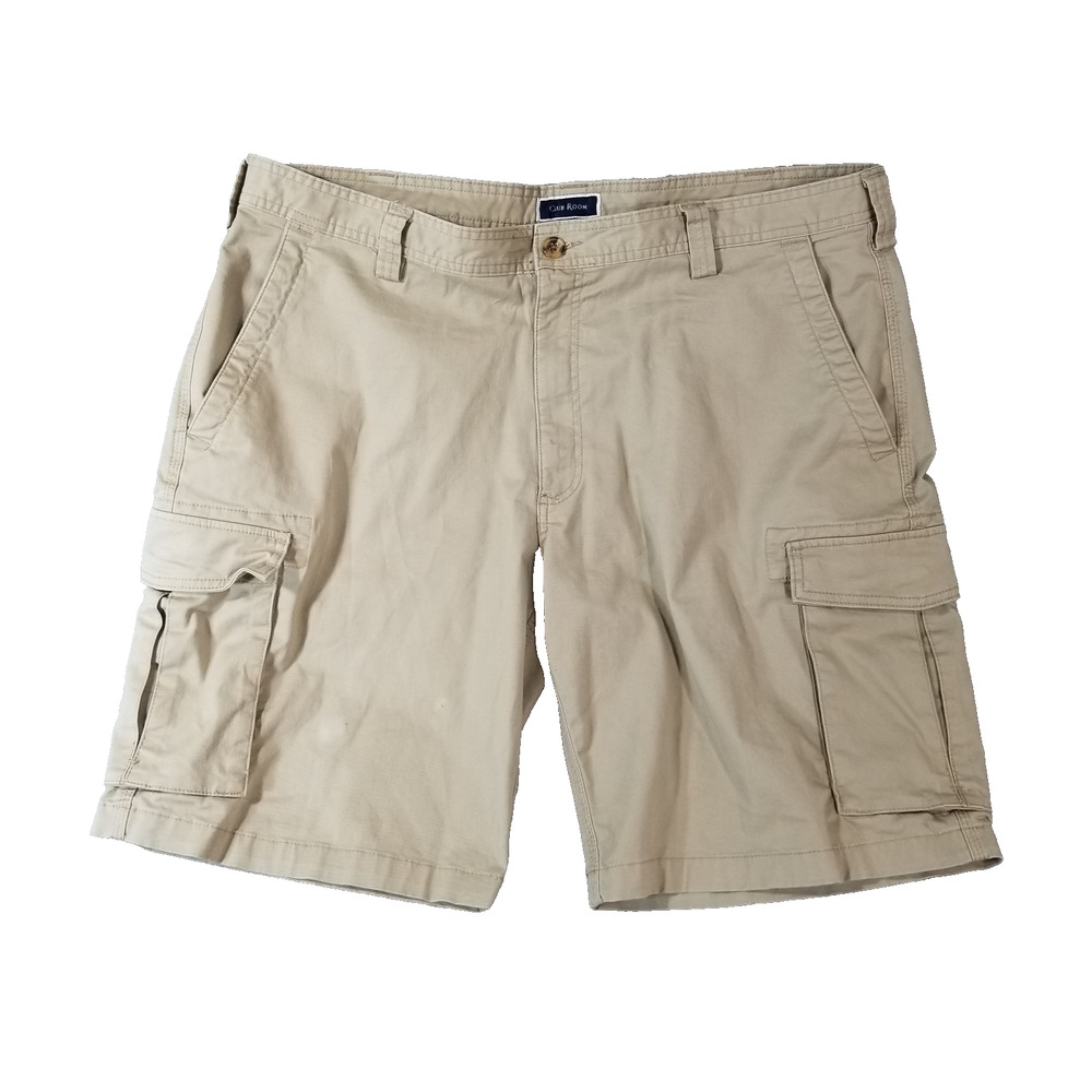 Club Room‎ Cargo Shorts Mens 40W Khaki Beige Flat Front Casual Utility Pockets